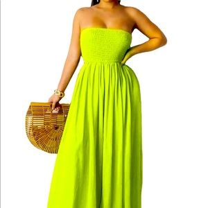 Wide leg jumpsuit in bright yellow or Yellow